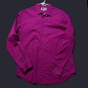 Men’s Express Fuchsia colored fitted button down shirt. Size Large